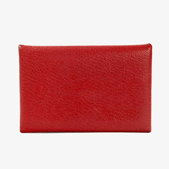 Hermes Calvi Vermillion Chevre Mysore Leather Card Holder - Picture 2 of 9